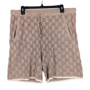 Art of Rhetoric‎ XL Knit Shorts Beige Checkered Drawstring Casual Comfy